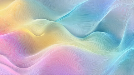 Poster - Abstract pastelcolored undulating surface with fine white lines forming hills and valleys