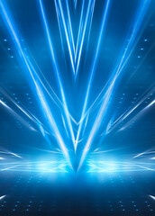 Wall Mural - Abstract bright neon background scene with rays, spotlights, multi-colored background.