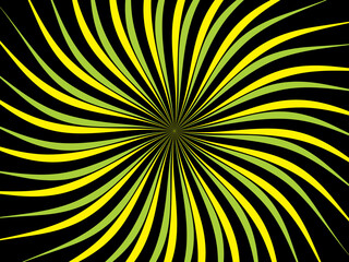 Poster - Vintage retro banner background. Colorful grunge wave wallpaper on black background. Vector illustration. Rotate party background pattern.