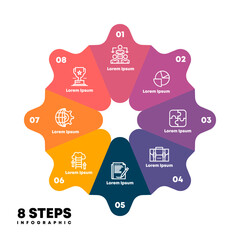 Poster - Circle chart infographic template with 8 options for presentations. Vector illustration Eps	
