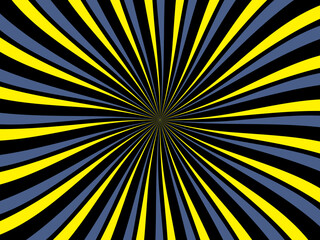 Poster - Vintage retro banner background. Colorful grunge wave wallpaper on black background. Vector illustration. Rotate party background pattern.