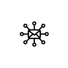 Poster - Communication Network Icon Vector Showing Envelope as Center with Multiple Connecting Lines


