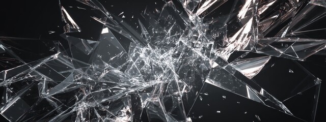 Poster - Abstract Glass Shards Background with Sharp Edges and Complex Texture in a Dynamic Display of Light and Reflection