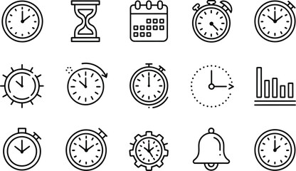 Poster - Assortment of time and schedule related icons clock