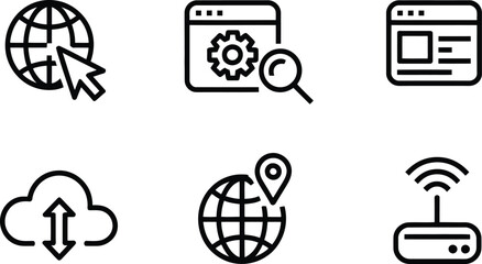 Poster - Set of internet and technology icons network connection