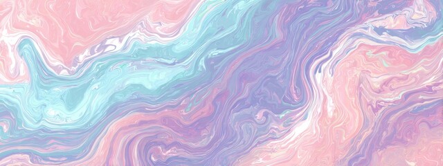 Poster - Soft Pastel Fluid Marble Pattern with Gentle Swirls and Textures in Beautiful Muted Colors