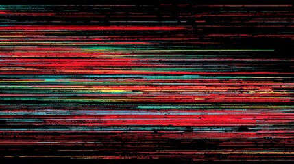Poster - Abstract Digital Background with Glitch Effects and Colorful Noise Patterns in Horizontal Lines