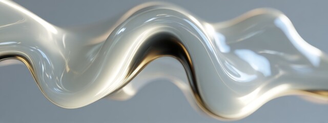 Poster - Glossy Wavy Gel with Smooth Transparent Surface and Unique Textures Captured in Abstract Shapes