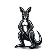© JimzStd - Kangaroo hand draw engrave icon design black white