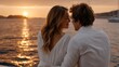 © lililia - Young couple on a yacht at sunset, enjoying a peaceful moment together and soaking in the warmth of the summer atmosphere