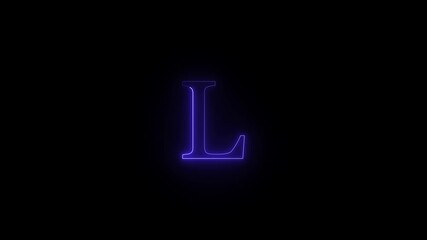 Poster - A single uppercase letter l illuminated by a vibrant electric blue neon glow against a stark black background