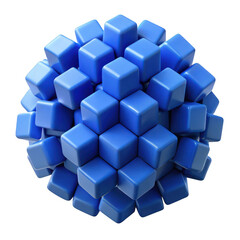 Poster - Blue cubes sphere abstract design modern background geometric shape render wallpaper illustration art graphic