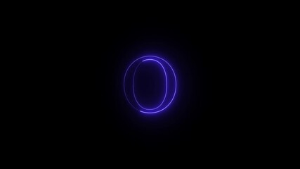 Poster - A bright purple neon letter o glows against a dark black background with a subtle gradient effect