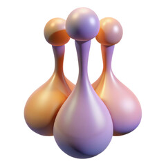 Poster - Abstract art design of spheres and teardrops in pastel colors on black background for digital wallpaper