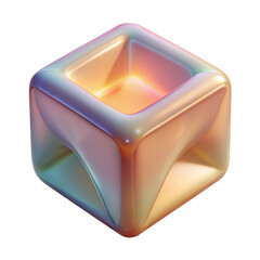 Poster - Iridescent cube render abstract graphic design modern art background wallpaper hd stock photo image 4k 3d