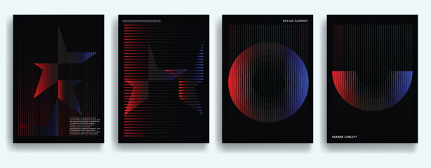 Poster - Modern posters . Vector design composition with colorful various geometric shapes . Abstract contemporary art . Vector art ideal for media, ads, covers, brochures, banners.
