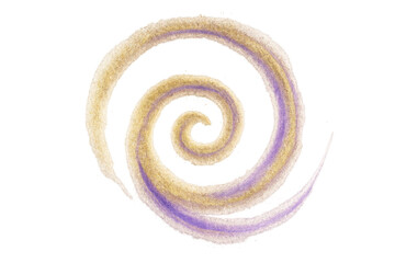 Poster - Abstract swirling glittering spiral shape with gold and violet colors on transparent background, ideal for creative projects