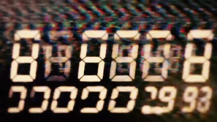 Poster - Digital display showing multiple numbers, with a distorted, glitching effect across the screen.