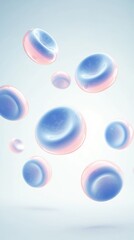 Poster - Colorful abstract spheres with soft gradients and translucent surfaces are floating in a light background, creating a dreamy and ethereal atmosphere for design and creativity