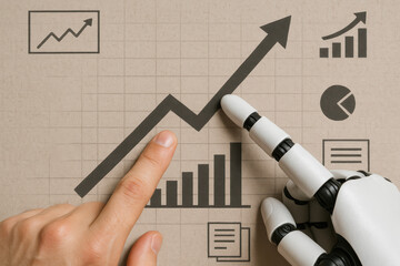 Poster - Arrow and chart depict growth and trend using data success progress and intelligence in finance