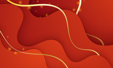 Poster - Red abstract wave background with flowing lines and modern vector design