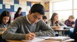 © Joy - Young students diligently focus on their writing tasks during a classroom lesson