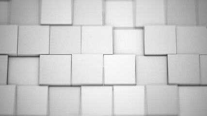Poster - 3D White Squares Technology Background/ Animation of an abstract background with 3d extruded squares and offset motion with soft shadows and depth of field blur