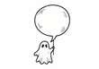 © vectorai - Cartoon ghost holding a speech bubble for halloween message art