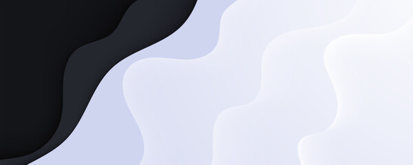 Poster - Abstract black wave background with curled paper design elements