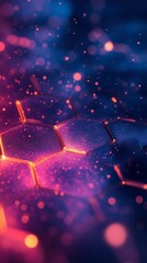 Poster - Abstract Glowing Hexagon Pattern on Dark Background