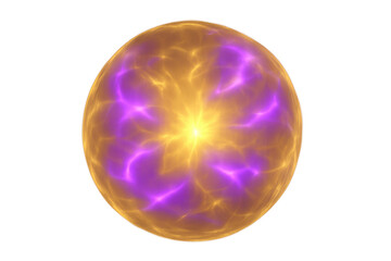 Poster - Golden plasma ball emitting purple electric energy, perfect for fantasy and science fiction projects