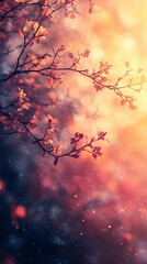 Poster - Autumn Leaves Glowing in Sunlight with Dreamy Bokeh Background