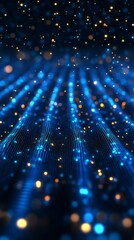 Poster - Abstract Glowing Dots Forming Wavy Surface with Light Streaks