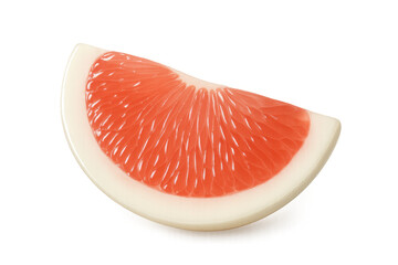 Poster - Vibrant grapefruit slice revealing juicy pulp segments, white rind texture, clean transparent backdrop perfect for culinary design and fresh produce imagery
