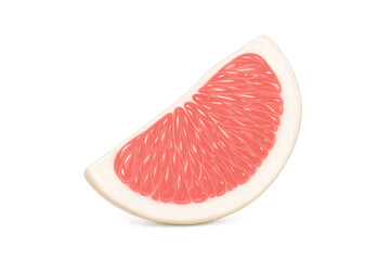 Poster - Juicy grapefruit slice revealing vibrant pink pulp, glistening with freshness on clean transparent surface