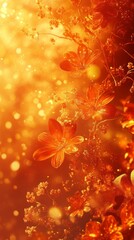 Poster - Glowing Orange Flowers with Bokeh Lights for Dreamy Floral Backdrop