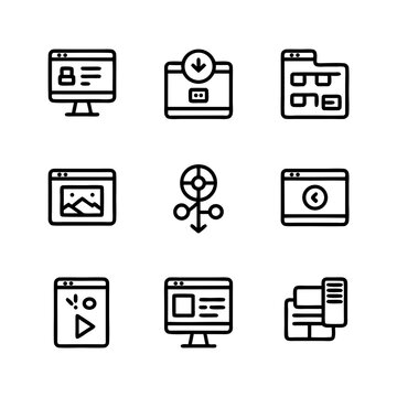 Collection of essential technology icons representing various digital and networking functions