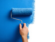 © Medard - Paint roller applying blue paint isolated on transparent or white background, png