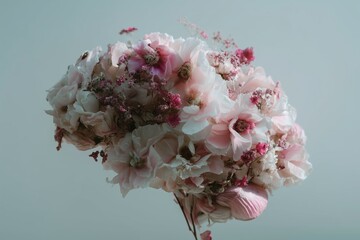 Poster - Pink floral arrangement captures delicate beauty in soft light and elegant simplicity showcasing nature's artistry and charm
