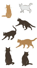  Pixelated Cats Illustration With Black Background And Brown And White Color