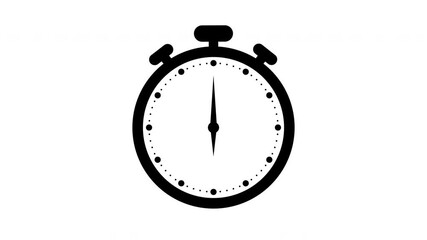 Stopwatch flat animation icon design moving arrows on white background.