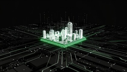 Poster - High-tech Futuristic Data and Network Server Grid with Neon Green Lights for Digital Infrastructure