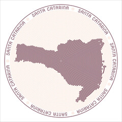 Poster - Santa Catarina round logo design. State shape build of rings. Santa Catarina text around the state. Vector Illustration.