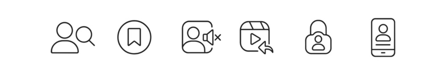 Poster - User interface, communication line icon set. simple, elegant outline style