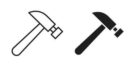 Wall Mural - Hammer icon graphic doodle, sketch, outline drawing Vector illustration