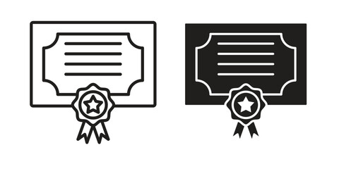 Wall Mural - Certificate icon graphic doodle, sketch, outline drawing Vector illustration