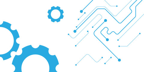 Poster - Abstract white blue digital technology futuristic circuit board background design. Technology dots lines connect network background.	