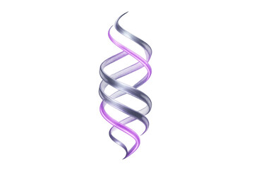 Poster - Purple and silver double helix rotating, forming a dynamic and elegant composition against a transparent background