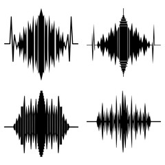 Poster - Four black waveforms displayed against a white background showing different signal characteristics