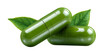 © Dinali - Green herbal capsules with leaves for natural medicine and dietary supplement Concept of alternative medicine, wellness, and healthy lifestyle